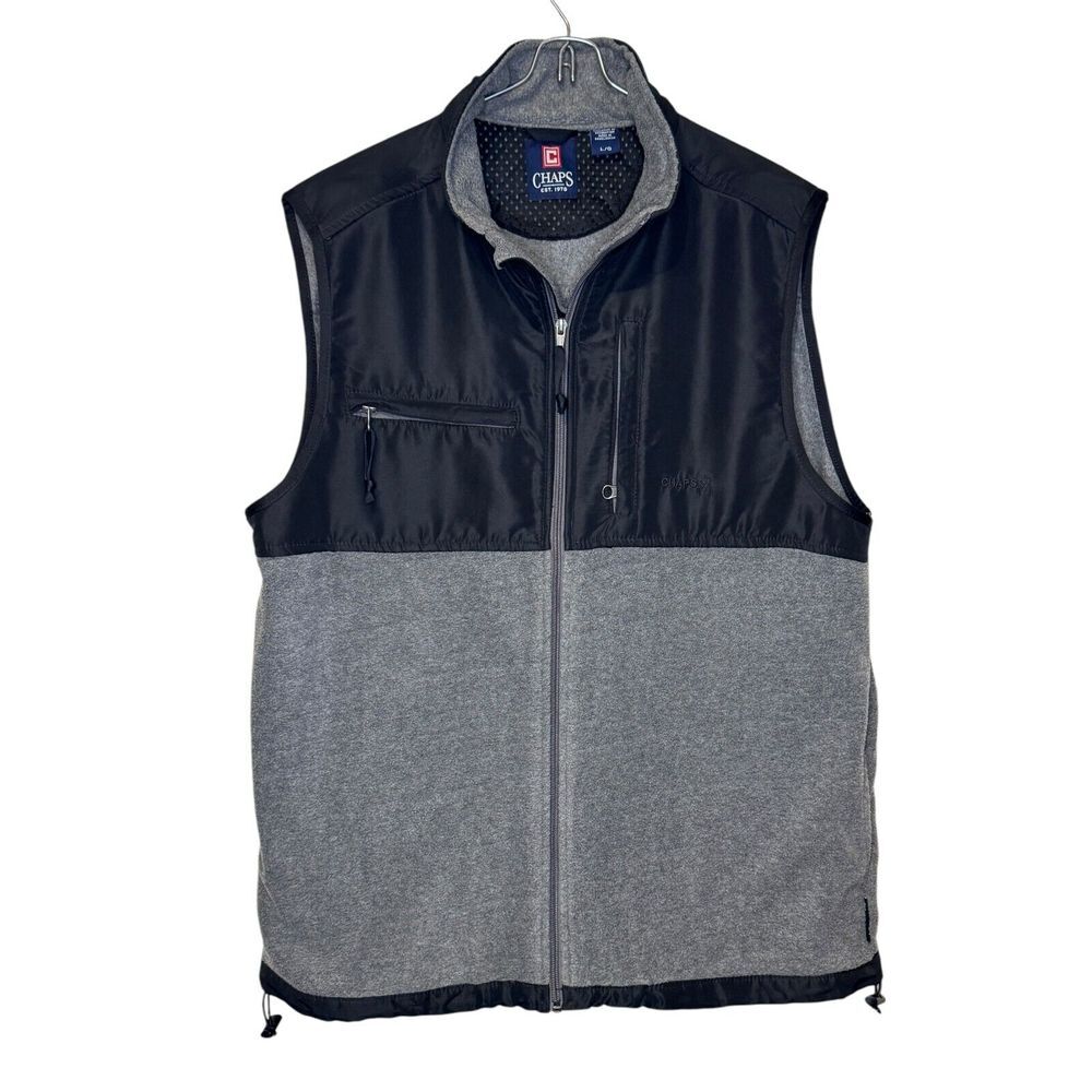 Vintage Chaps Mens Vest Denali Style‎ Fleece Gilet Bodywarmer Grey Black Large